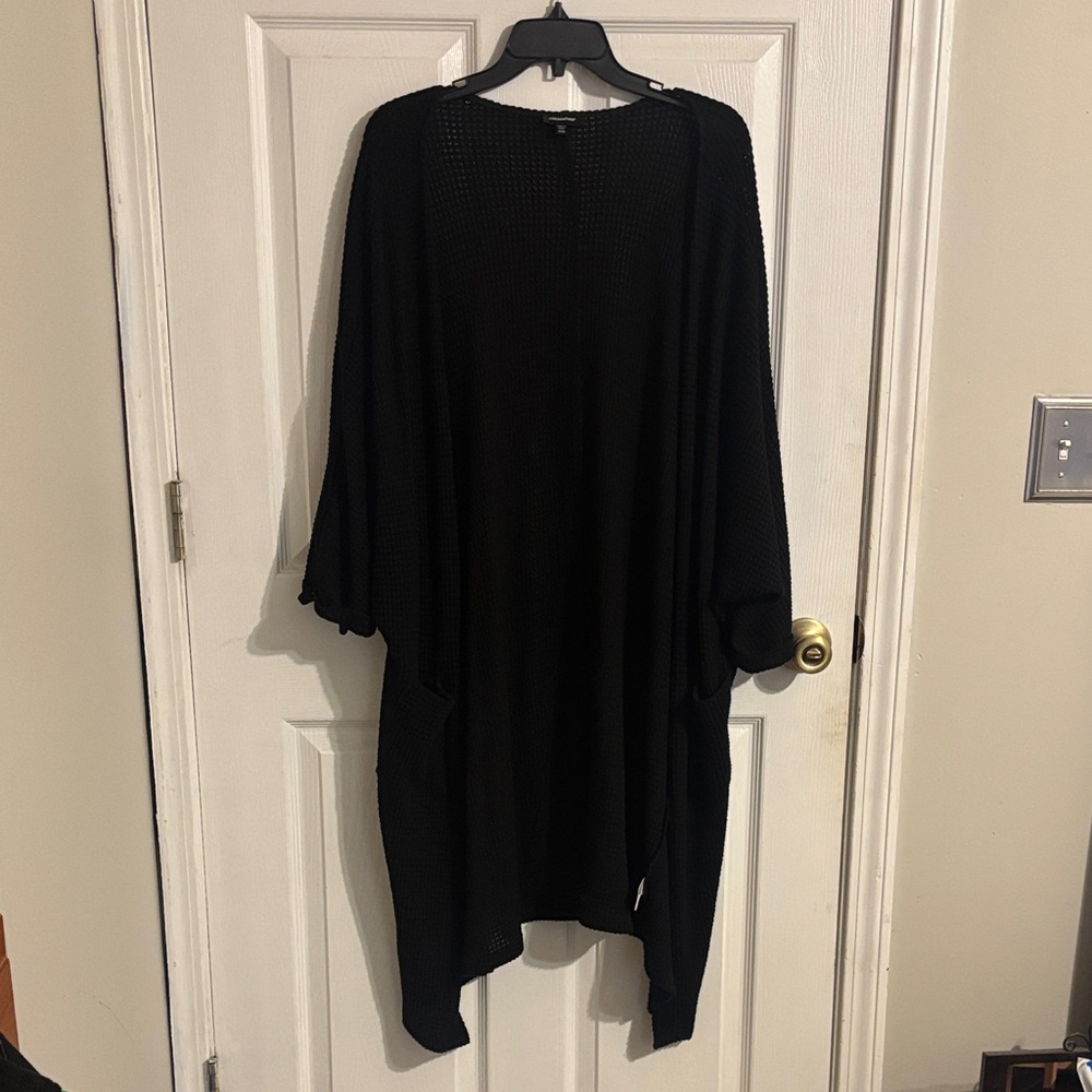 Mittoshop Waffle Textured Black Lightweight Cardigan S/M